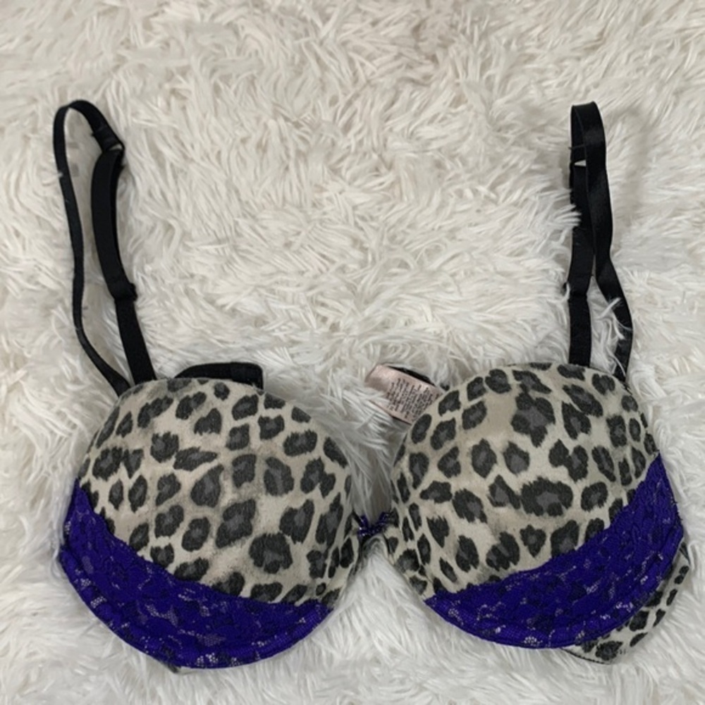 La SENZA Cheetah Print & Purple Lace Bra 32C